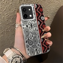 HONTINGA Vivo Y28 ile Uyumlu Kılıfı Silikon Kenar Sert Arka Düşüme Önleyici Basitlik Anti Düşme Kamera Korumali Bordo Renkli Halı Desen Telefon Kılıfı Kadın ve Erkek Için Uygundur K1-0700
