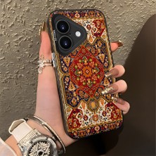 HONTINGA iPhone 17 ile Uyumlu Kılıfı Silikon Kenar Sert Arka Düşüme Önleyici Basitlik Anti Düşme Kamera Korumali Iran Halısı Desen Telefon Kılıfı Kadın ve Erkek Için Uygundur K1-0514