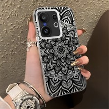 HONTINGA Vivo X200 Fe ile Uyumlu Kılıfı Silikon Kenar Sert Arka Düşüme Önleyici Basitlik Anti Düşme Kamera Korumali Iran Halısı Desen Telefon Kılıfı Kadın ve Erkek Için Uygundur K1-0514
