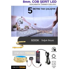 8mm Cob LED Şerit Set Dokunmatik Dimmerli Trafolu Tak-Çalıştır (5 Metre)