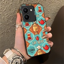 HONTINGA Vivo Y36 5g ile Uyumlu Kılıfı Silikon Kenar Sert Arka Düşüme Önleyici Basitlik Anti Düşme Kamera Korumali Çay Keyfi Desen Telefon Kılıfı Kadın ve Erkek Için Uygundur K1-0826
