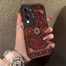 HONTINGA Vivo Y29S ile Uyumlu Kılıfı Silikon Kenar Sert Arka Düşüme Önleyici Basitlik Anti Düşme Kamera Korumali Klasik Halı Desen Telefon Kılıfı Kadın ve Erkek Için Uygundur K1-0616