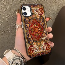 HONTINGA iPhone 12 Mini ile Uyumlu Kılıfı Silikon Kenar Sert Arka Düşüme Önleyici Basitlik Anti Düşme Kamera Korumali Iran Halısı Desen Telefon Kılıfı Kadın ve Erkek Için Uygundur K1-0514