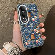 HONTINGA Vivo V50 Lite ile Uyumlu Kılıfı Silikon Kenar Sert Arka Düşüme Önleyici Basitlik Anti Düşme Kamera Korumali Türk Kahvesi Desen Telefon Kılıfı Kadın ve Erkek Için Uygundur K1-0827