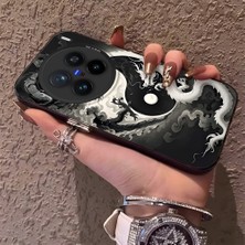 HONTINGA Vivo X200 Pro ile Uyumlu Kılıfı Silikon Kenar Sert Arka Düşüme Önleyici Basitlik Anti Düşme Kamera Korumali Ejderha Desen Telefon Kılıfı Kadın ve Erkek Için Uygundur K1-0737