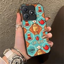 HONTINGA Realme C63 ile Uyumlu Kılıfı Silikon Kenar Sert Arka Düşüme Önleyici Basitlik Anti Düşme Kamera Korumali Çay Keyfi Desen Telefon Kılıfı Kadın ve Erkek Için Uygundur K1-0826