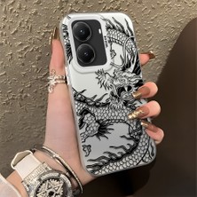 HONTINGA Poco X7 Pro ile Uyumlu Kılıfı Silikon Kenar Sert Arka Düşüme Önleyici Basitlik Anti Düşme Kamera Korumali Ejderha Desen Telefon Kılıfı Kadın ve Erkek Için Uygundur K1-0737