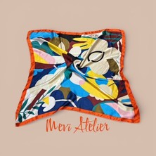 Çok Renkli Desenli Fular 70 x 70