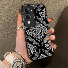 HONTINGA Vivo Y04 ile Uyumlu Kılıfı Silikon Kenar Sert Arka Düşüme Önleyici Basitlik Anti Düşme Kamera Korumali Klasik Halı Desen Telefon Kılıfı Kadın ve Erkek Için Uygundur K1-0625