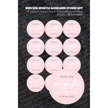 Ceres Studio Sizin Için Sevgiyle Hazırlandı Sticker Seti Si-3 12 Adet Etiket | Yapışkanlı, Parlak Kuşe Çıkartma Kağıdı