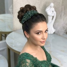 Gold Moda Gelin Tacı | Zümrüt Yeşili Patlayan Taç