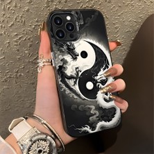 HONTINGA iPhone 13 Pro Max ile Uyumlu Kılıfı Silikon Kenar Sert Arka Düşüme Önleyici Basitlik Anti Düşme Kamera Korumali Ejderha Desen Telefon Kılıfı Kadın ve Erkek Için Uygundur K1-0737