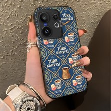 HONTINGA Vivo X200 Fe ile Uyumlu Kılıfı Silikon Kenar Sert Arka Düşüme Önleyici Basitlik Anti Düşme Kamera Korumali Türk Kahvesi Desen Telefon Kılıfı Kadın ve Erkek Için Uygundur K1-0827