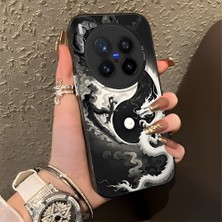 HONTINGA Vivo X300 Pro ile Uyumlu Kılıfı Silikon Kenar Sert Arka Düşüme Önleyici Basitlik Anti Düşme Kamera Korumali Ejderha Desen Telefon Kılıfı Kadın ve Erkek Için Uygundur K1-0737