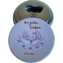 Isme Özel Açacaklı Magnet Hoş Geldin Bebek Hatırası Hediyeliği (58MM) 24 Adet