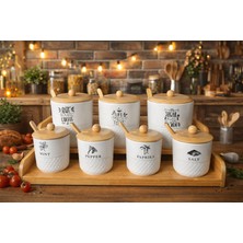 Tutku Ahşap Standlı 7`li Kaşıklı Baharat Takımı