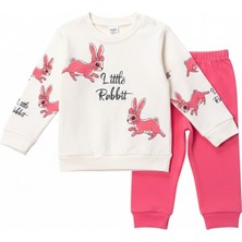 Giddy %100 Pamuk Tavşan Desenli, Uzun Kollu, Kız Bebek 2’li Takım