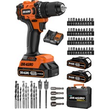 Dragro Alman 21 V Darbeli Çelik Mandren Kömürsüz Motor  Çift Akülü Şarjlı Vidalama Matkap