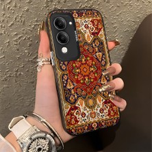 HONTINGA Vivo Y04 ile Uyumlu Kılıfı Silikon Kenar Sert Arka Düşüme Önleyici Basitlik Anti Düşme Kamera Korumali Iran Halısı Desen Telefon Kılıfı Kadın ve Erkek Için Uygundur K1-0514