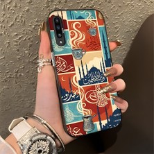 HONTINGA Samsung Galaxy A50 ile Uyumlu Kılıfı Silikon Kenar Sert Arka Düşüme Önleyici Basitlik Anti Düşme Kamera Korumali Geleneksel Kültür Desen Telefon Kılıfı Kadın ve Erkek Için Uygundur K1-0828