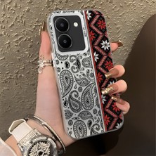 HONTINGA Vivo Y36 5g ile Uyumlu Kılıfı Silikon Kenar Sert Arka Düşüme Önleyici Basitlik Anti Düşme Kamera Korumali Bordo Renkli Halı Desen Telefon Kılıfı Kadın ve Erkek Için Uygundur K1-0700