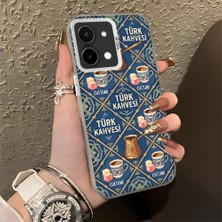 HONTINGA Vivo Y28 ile Uyumlu Kılıfı Silikon Kenar Sert Arka Düşüme Önleyici Basitlik Anti Düşme Kamera Korumali Türk Kahvesi Desen Telefon Kılıfı Kadın ve Erkek Için Uygundur K1-0827