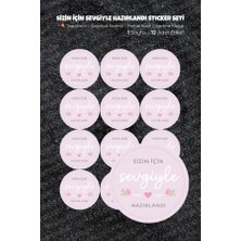 Ceres Studio Sizin Için Sevgiyle Hazırlandı Sticker Seti Si-4 12 Adet Etiket | Yapışkanlı, Parlak Kuşe Çıkartma Kağıdı