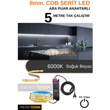 8mm Cob LED Şerit Set Anahtarlı Trafolu Tak-Çalıştır 5m