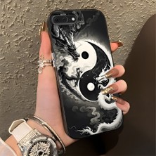 HONTINGA iPhone 8 Plus ile Uyumlu Kılıfı Silikon Kenar Sert Arka Düşüme Önleyici Basitlik Anti Düşme Kamera Korumali Ejderha Desen Telefon Kılıfı Kadın ve Erkek Için Uygundur K1-0737