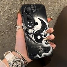 HONTINGA Vivo V50 Lite ile Uyumlu Kılıfı Silikon Kenar Sert Arka Düşüme Önleyici Basitlik Anti Düşme Kamera Korumali Ejderha Desen Telefon Kılıfı Kadın ve Erkek Için Uygundur K1-0737