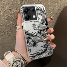 HONTINGA Poco X6 5g ile Uyumlu Kılıfı Silikon Kenar Sert Arka Düşüme Önleyici Basitlik Anti Düşme Kamera Korumali Ejderha Desen Telefon Kılıfı Kadın ve Erkek Için Uygundur K1-0737
