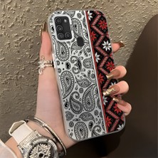 HONTINGA Samsung Galaxy A21S ile Uyumlu Kılıfı Silikon Kenar Sert Arka Düşüme Önleyici Basitlik Anti Düşme Kamera Korumali Bordo Renkli Halı Desen Telefon Kılıfı Kadın ve Erkek Için Uygundur K1-0700