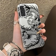 HONTINGA Samsung Galaxy S20 Fe ile Uyumlu Kılıfı Silikon Kenar Sert Arka Düşüme Önleyici Basitlik Anti Düşme Kamera Korumali Ejderha Desen Telefon Kılıfı Kadın ve Erkek Için Uygundur K1-0737