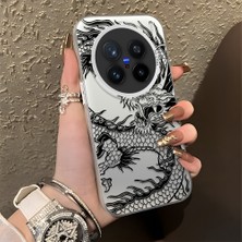 HONTINGA Vivo X200 Pro ile Uyumlu Kılıfı Silikon Kenar Sert Arka Düşüme Önleyici Basitlik Anti Düşme Kamera Korumali Ejderha Desen Telefon Kılıfı Kadın ve Erkek Için Uygundur K1-0737