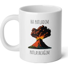 Ivart Ters-Düz Duygu Salatası Serisi-Öfke -Ha Patladım Tasarım Baskılı Beyaz Porselen Kupa Bardak-Yüz