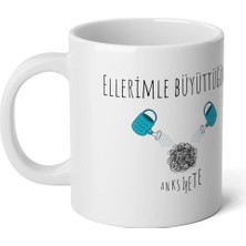 Ivart Ters-Düz Duygu Salatası Serisi-Anksiyete-Tasarım Baskılı Premium Beyaz Porselen Kupa Bardak-Yüz