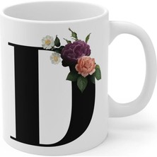 Ivart Kişiye Özel D Harfli Baskılı Tasarım Premium Beyaz Porselen kupa bardak