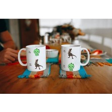 Ivart Mesai Saatleri Dinazor Baskılı Premium Beyaz Porselen Kişiye Özel Kupa Bardak-Yılbaşı Hediyesi