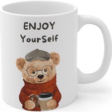 Ivart Ayıcık Teddy Bear Tasarım Baskılı Premium Beyaz Porselen Kupa Bardak