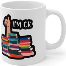 Ivart I'm Ok Yazı Baskılı Premium Beyaz Porselen Kupa Bardak