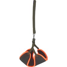 Mestore Kedi Köpek Havalı Göğüs Tasma Seti Small 32-40 cm + 130 cm Haki Turuncu - Kny-Hvlst-Sml