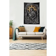 Nacario Pelangi Siyah Şövalye Desenli Leke Tutmaz Kadife Kumaş Duvar Örtüsü Duvar Halısı Tapestry, Siyah- 70 x 100, 8594411701002