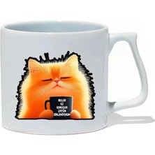 Ivart Nolur Az Konuşun Zaten Dinlemiyorum Baskılı Beyaz Porselen Kupa Bardak-Cat-Hediye-Kedi