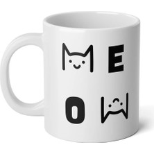 Ivart Siyah Kedi-Meow Baskılı Porselen Standart  Kupa Bardak-Motto-Hediye