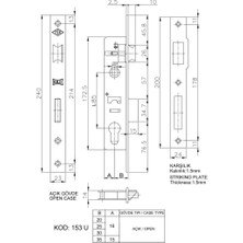 Mestore Kale 153 U 25 mm Dilli Silindirli Kilit - 8697404426363