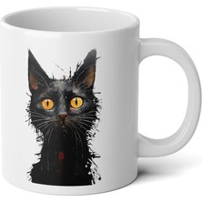 Ivart Siyah Kedi Baskılı Premium Porselen Kupa Bardak