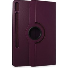 İlk El Grup  Samsung Galaxy X610 Tab S9 Fe Plus 12.4 Kılıf 360 Tablet Deri Kılıf - Mürdüm