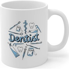 Ivart Dentist Dişçi Tasarım Baskılı Premium Beyaz Porselen Kupa Bardak