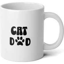 Ivart Cat Dad Kedi Babası Baskılı Premium Beyaz Porselen Kupa Bardak