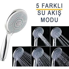 Nacario 5 Fonksiyonlu Büyük Başlı El Duşu Duş Başlığı - Farklı Püskürtme Modları - Yüksek Kaliteli Abs Krom Kaplı G1/2 Uyumlu